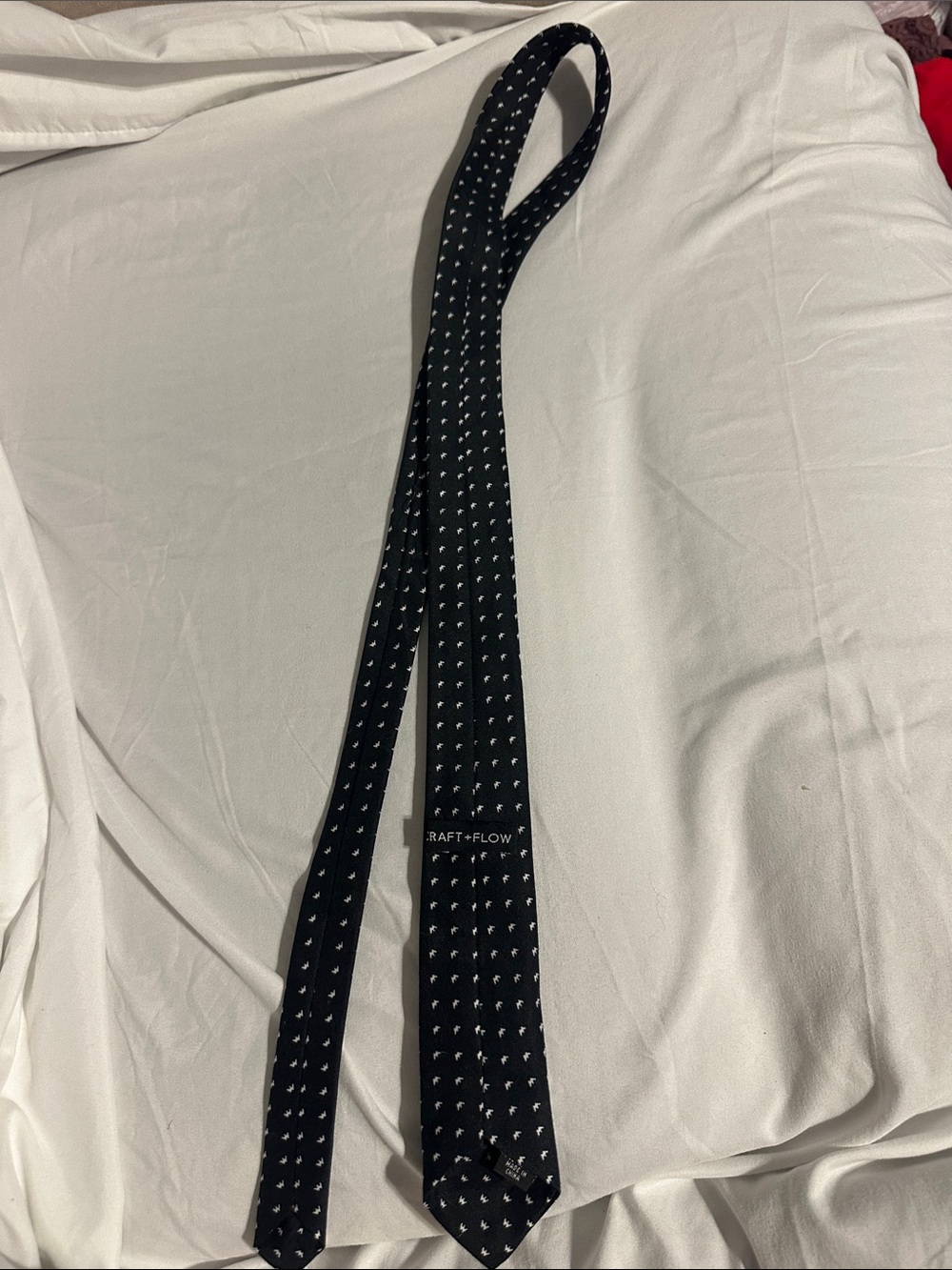 CRAFT + FLOW Black Tie with Micro Dot Pattern skinny